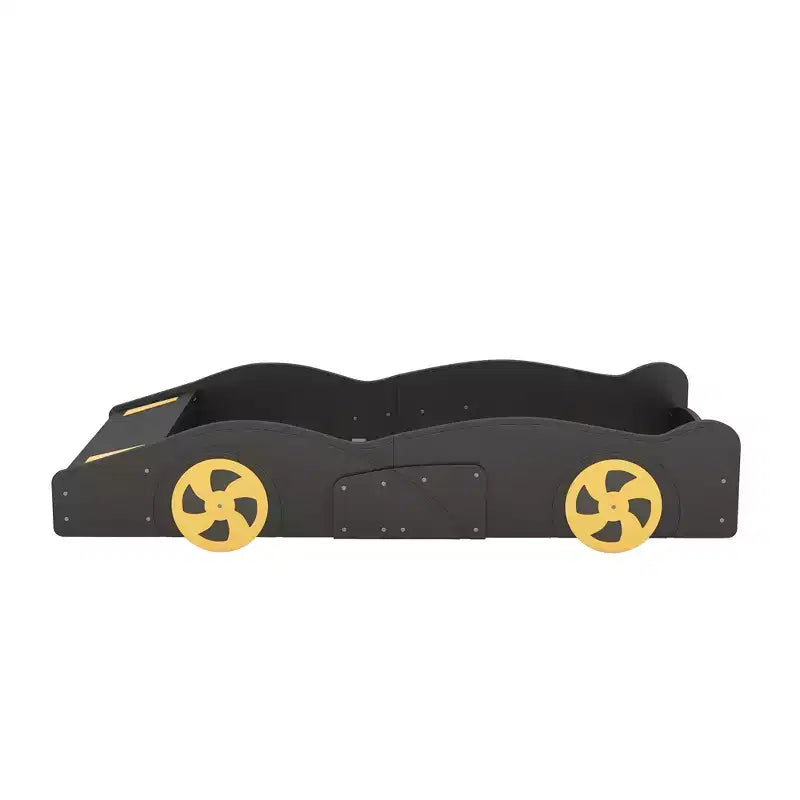 Letto a piattaforma per bambini a forma di auto da corsa, struttura del letto a forma di auto in legno con contenitore e ruote per bambini e bambine