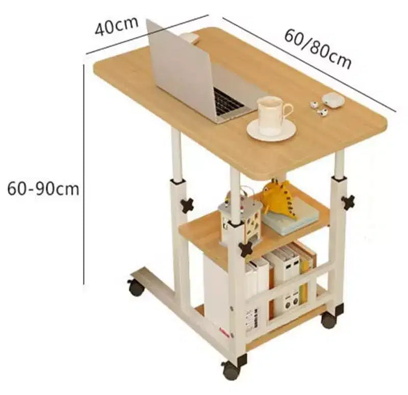 Tavolino a C regolabile in altezzaScrivania da divano con ruote, tavolino laterale da divano con cassetto portaoggettiTavolino d'appoggio mobile per laptop per soggiorno e camera da letto