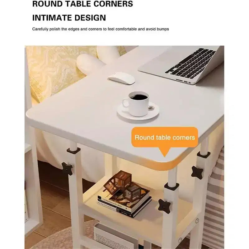 Tavolino a C regolabile in altezzaScrivania da divano con ruote, tavolino laterale da divano con cassetto portaoggettiTavolino d'appoggio mobile per laptop per soggiorno e camera da letto