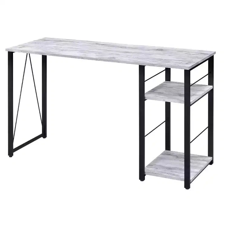 Scrivania da ufficio Okak 47IN dal design minimalista con 2 ripiani, scrivania con struttura in metallo rinforzato, scrivania per computer per camera da letto, soggiorno, studio