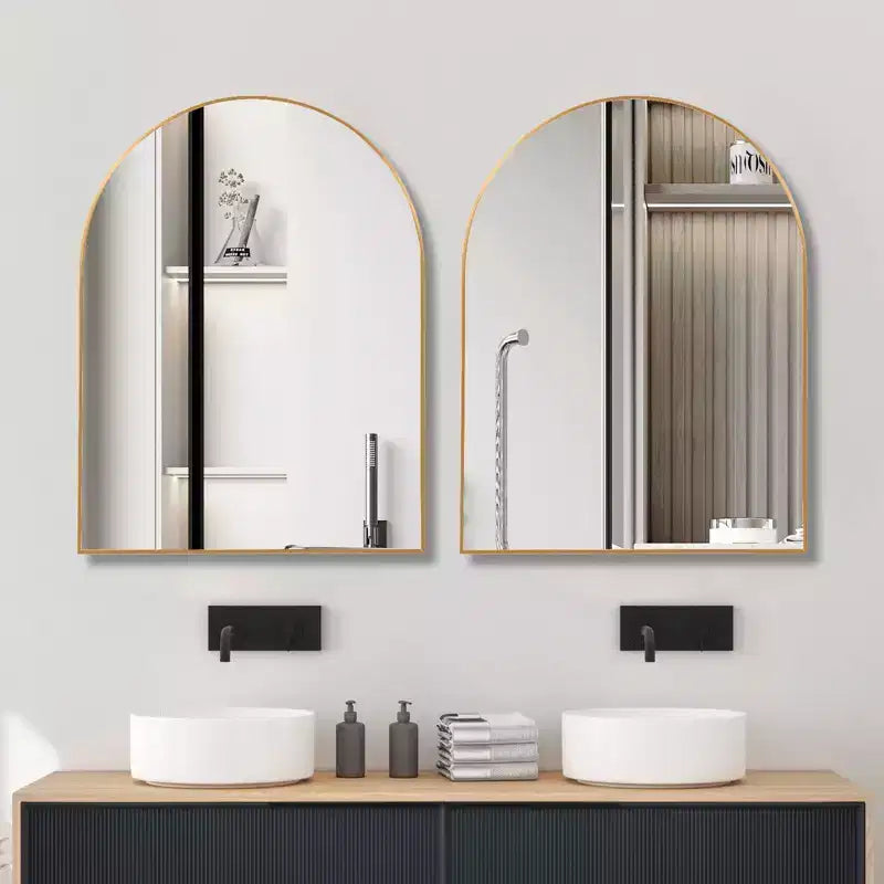 Specchio da bagno ad arco Okak 30X40 pollici con cornice in alluminio, specchio da parete ad alta riflessione, specchio ad arco per bagno, cabina armadio