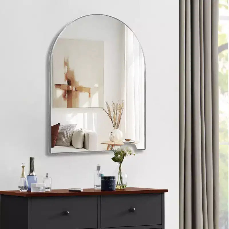 Specchio da bagno ad arco Okak 30X40 pollici con cornice in alluminio, specchio da parete ad alta riflessione, specchio ad arco per bagno, cabina armadio