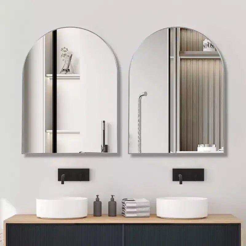 Specchio da bagno ad arco Okak 30X40 pollici con cornice in alluminio, specchio da parete ad alta riflessione, specchio ad arco per bagno, cabina armadio