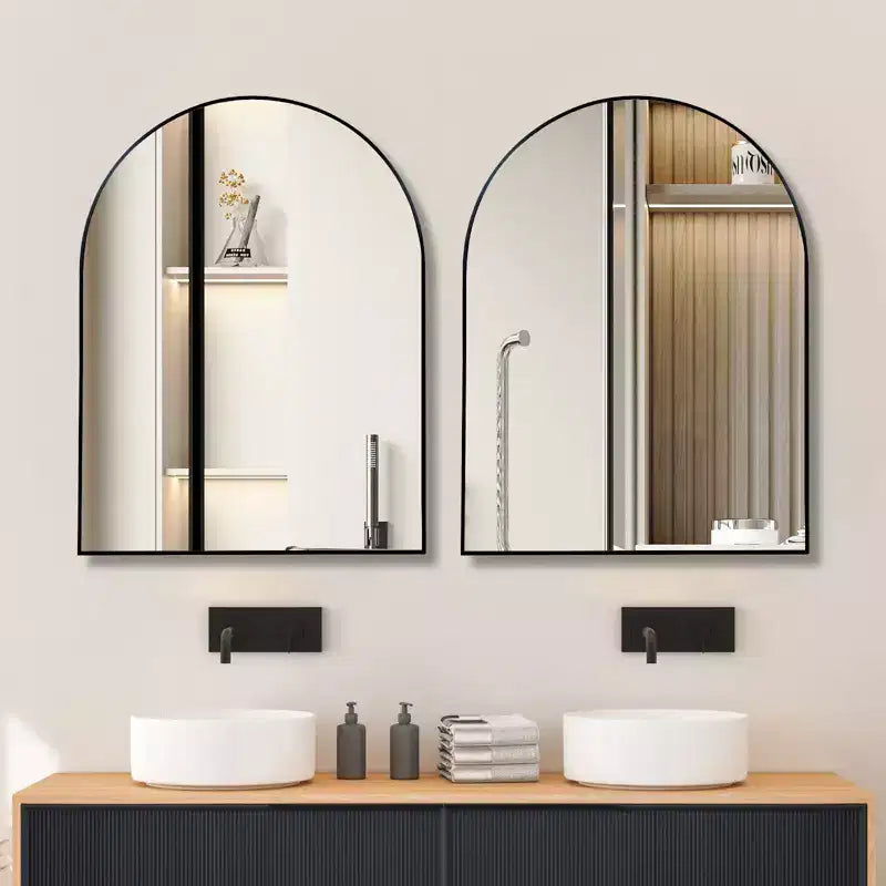 Specchio da bagno ad arco Okak 30X40 pollici con cornice in alluminio, specchio da parete ad alta riflessione, specchio ad arco per bagno, cabina armadio