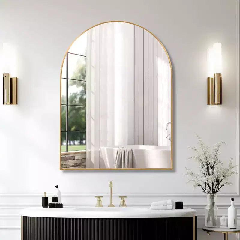 Specchio da bagno ad arco Okak 30X40 pollici con cornice in alluminio, specchio da parete ad alta riflessione, specchio ad arco per bagno, cabina armadio