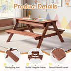 Tavolo da picnic e panchina da esterno rettangolari in legno per bambini con ombrellone e contenitori gioco Karl Home