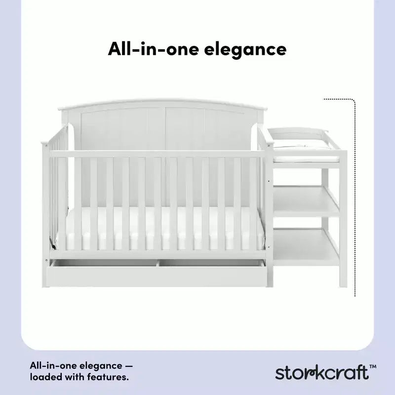 Lettino convertibile e fasciatoio Storkcraft Steveston 5-in-1 con cassetto