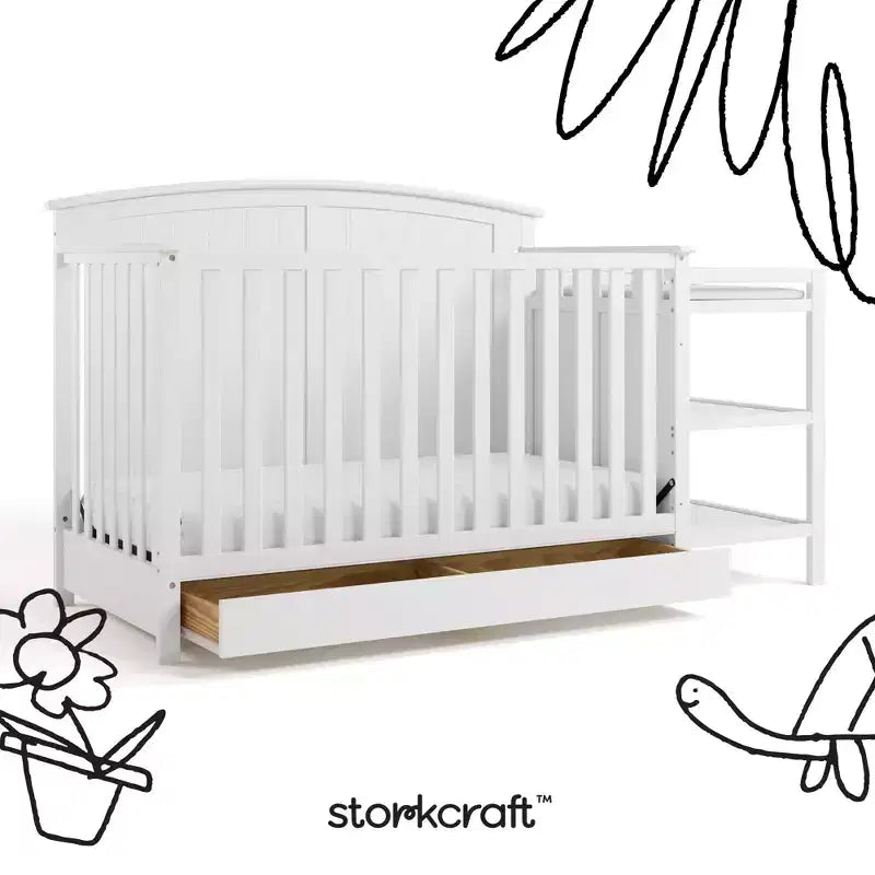 Lettino convertibile e fasciatoio Storkcraft Steveston 5-in-1 con cassetto