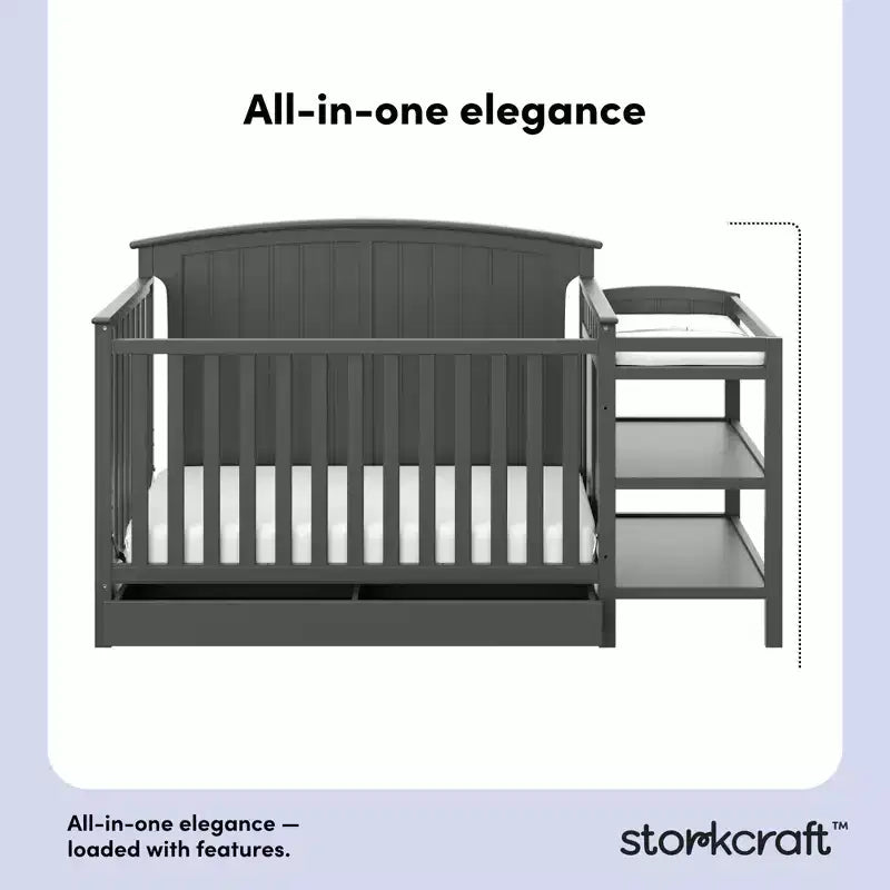 Lettino convertibile e fasciatoio Storkcraft Steveston 5-in-1 con cassetto