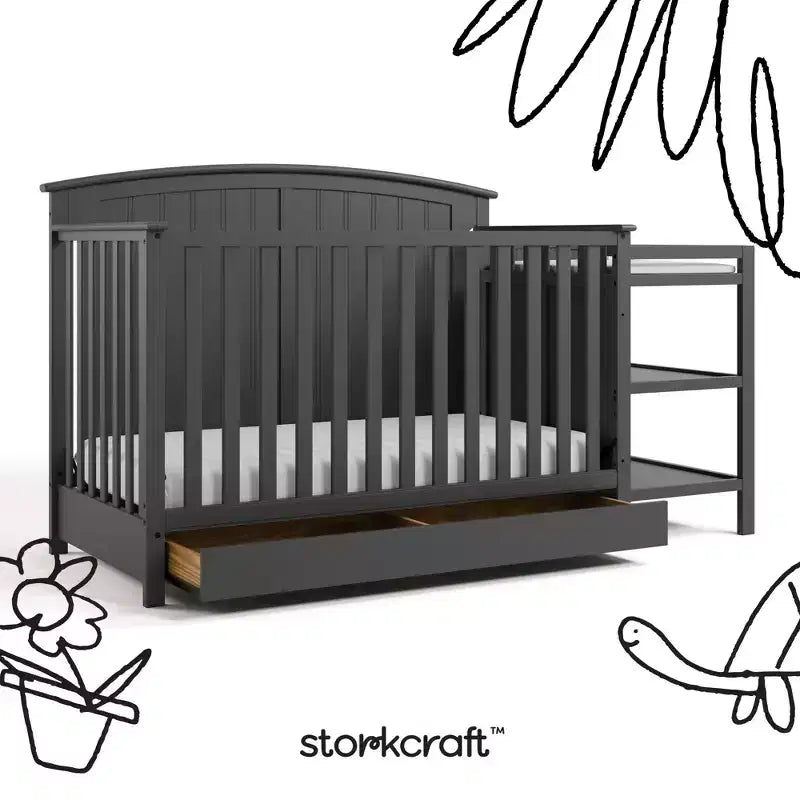 Lettino convertibile e fasciatoio Storkcraft Steveston 5-in-1 con cassetto