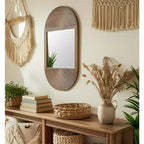 Specchio da parete in legno boho - Cornice marrone lavorata a mano - Accento decorativo rustico per la casa, l'ufficio, la camera da letto e il soggiorno - 1 marrone