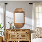 Specchio da parete in legno boho - Cornice marrone lavorata a mano - Accento decorativo rustico per la casa, l'ufficio, la camera da letto e il soggiorno - 1 marrone
