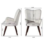 Poltrona a orecchioni imbottita FurnitureR per camera da letto/salotto, poltrone relax ergonomiche con schienale alto, sedia da soggiorno rivestita in tessuto beige/noce