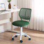 FurnitureR Desk Chair, Home Office Chair Armless with Padded Fabric Cushion and Plastic Mid Back Rolling Adjustable Swivel Computer Chair, Dark Green