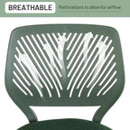 Sedia da Scrivania FurnitureR, Sedia da Ufficio Senza Braccioli con Cuscino Imbottito in Tessuto e Schienale Medio in Plastica, Sedia Girevole Regolabile per Computer con Ruote, Verde Scuro