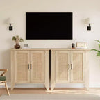 Rattan Storage Cabinet, Small Accent Cabinet with 2 Doors and Adjustable Shelf for Living Room, Entryway, and Kitchen