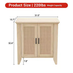 Mobiletto contenitore in rattan, piccolo mobiletto con 2 ante e ripiano regolabile per soggiorno, ingresso e cucina