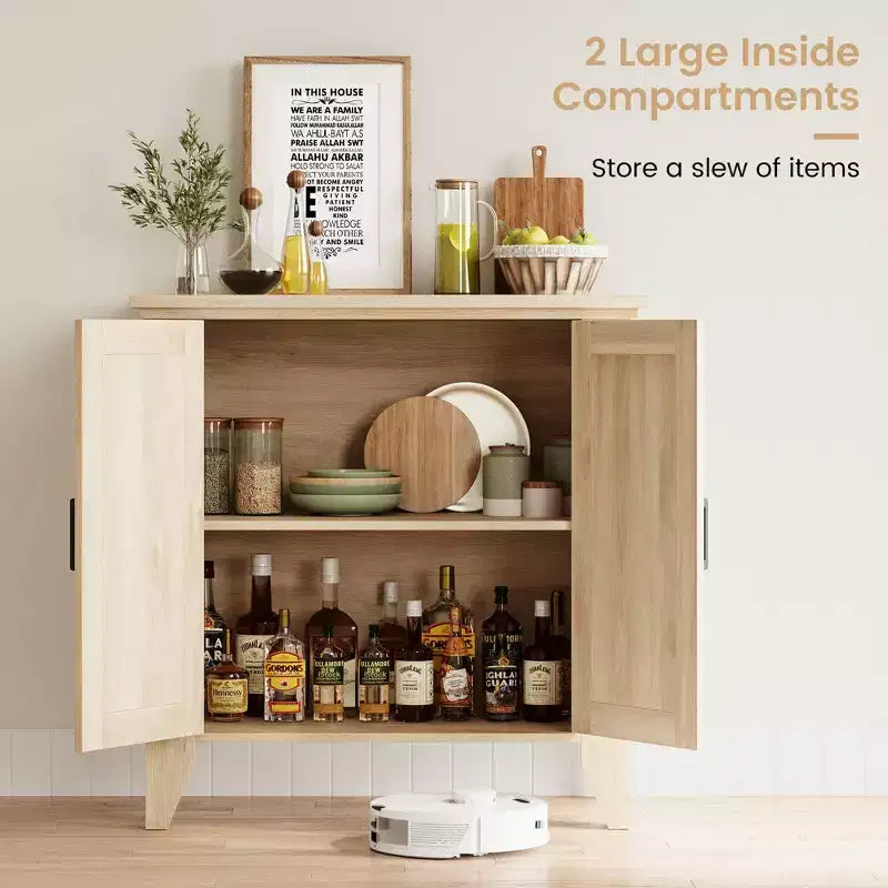 Mobiletto contenitore in rattan, piccolo mobiletto con 2 ante e ripiano regolabile per soggiorno, ingresso e cucina