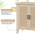 Mobiletto contenitore in rattan, piccolo mobiletto con 2 ante e ripiano regolabile per soggiorno, ingresso e cucina