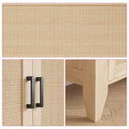 Mobiletto contenitore in rattan, piccolo mobiletto con 2 ante e ripiano regolabile per soggiorno, ingresso e cucina