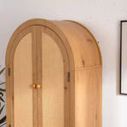 GDFStudio Akira, Mobile Dispensa Moderno ad Arco in Legno con Ante in Rattan