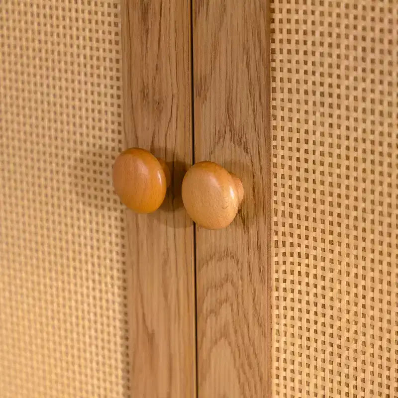 GDFStudio Akira, Mobile Dispensa Moderno ad Arco in Legno con Ante in Rattan