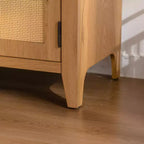 GDFStudio Akira, Mobile Dispensa Moderno ad Arco in Legno con Ante in Rattan