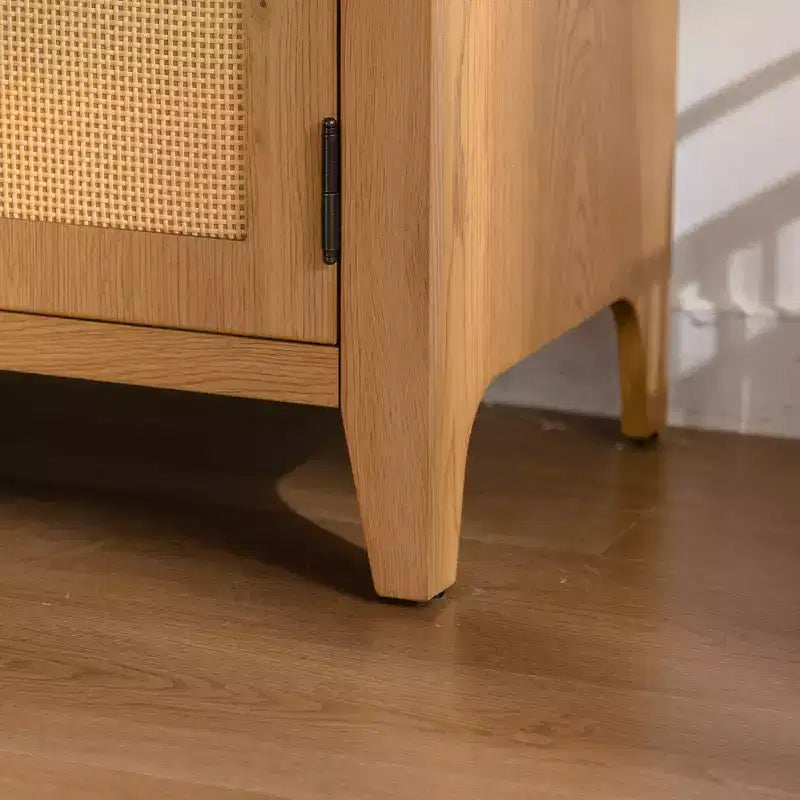 GDFStudio Akira, Mobile Dispensa Moderno ad Arco in Legno con Ante in Rattan