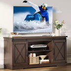 Farmhouse TV Stand for TV up to 65 in and Entertainment Center with Sliding Barn Doors and Adjustable Shelf,Media Console Table with Storage Cabinet