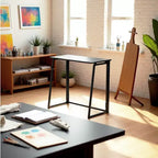 Scrivania pieghevole FurnitureR per ufficio domestico, tavolo pieghevole da 80 cm, scrivania salvaspazio per computer e studio, postazione di lavoro compatta per piccoli spazi, nero