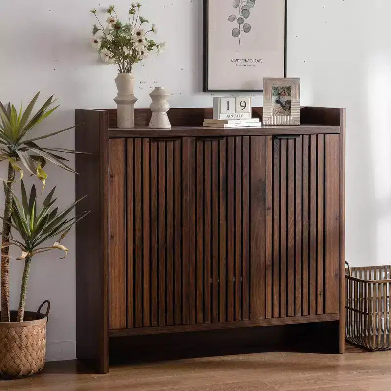 GDFStudio Mobile Scarpiera Moderno Hahn in Legno con Ripiani Regolabili e Ante a Persiana Traspiranti