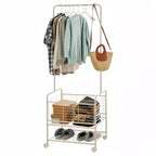 GustoWave Carrello portabiancheria 3 in 1 con stendibiancheria, Cesto portabiancheria in metallo con ruote, Oro