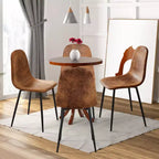 FurnitureR Sedie da pranzo set di 6 con gambe in metallo, in tessuto scamosciato, comode, a schienale medio, senza braccioli, per cucina, ristorante, soggiorno, marroni