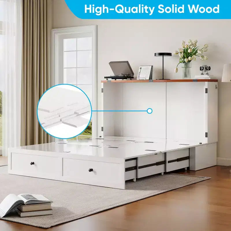 Cassettone letto a scomparsa Mjkone Full/Queen Size con contenitore, SENZA MATERASSO