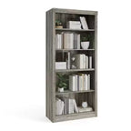 Libreria moderna a 5 ripiani, libreria in legno alta 180 cm con vani aperti, scaffali espositivi da terra
