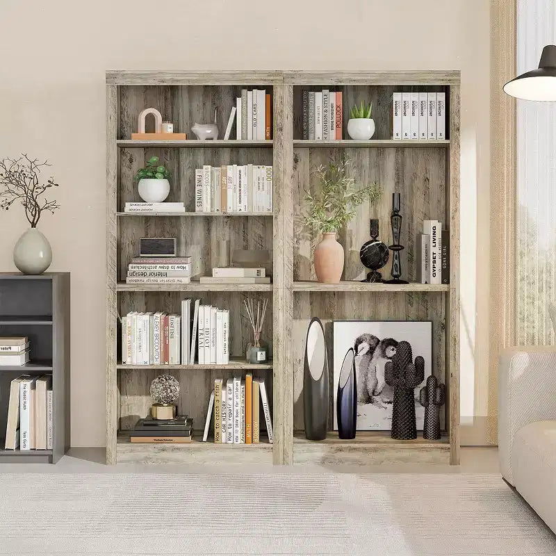 Libreria moderna a 5 ripiani, libreria in legno alta 180 cm con vani aperti, scaffali espositivi da terra