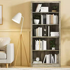 Libreria moderna a 5 ripiani, libreria in legno alta 180 cm con vani aperti, scaffali espositivi da terra