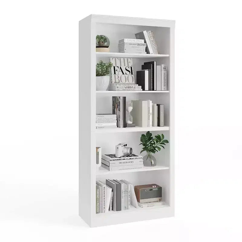 Libreria moderna a 5 ripiani, libreria in legno alta 180 cm con vani aperti, scaffali espositivi da terra