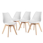 FurnitureR Dining Chairs, Faux Leather Cushioned Upholstered Side Chairs Mid-Back for Dining Room Kitchen Living Room, Solid Wood Legs, Set of 4