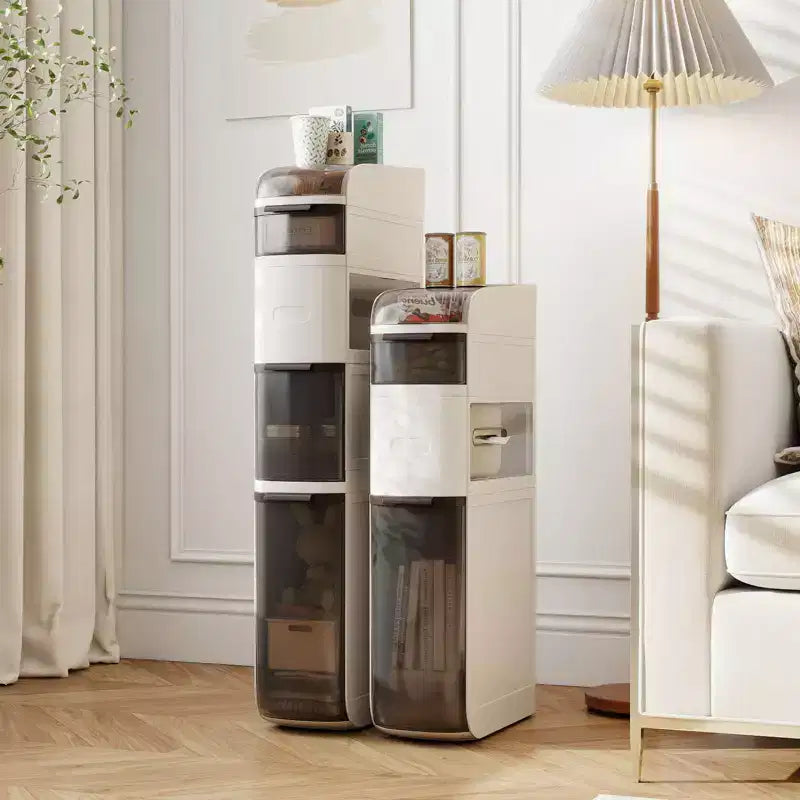 Costway Mobile Contenitore Stretto da Bagno a 4 Ripiani con Cassetti, Portafazzoletti e Ruote per Cucina