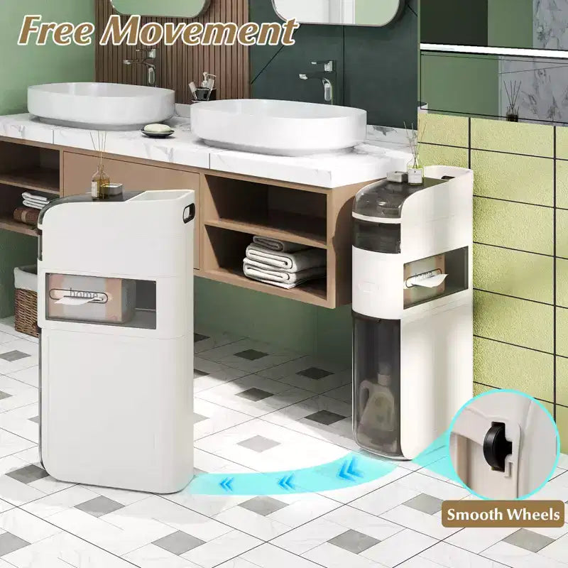 Costway Mobile Contenitore Stretto da Bagno a 4 Ripiani con Cassetti, Portafazzoletti e Ruote per Cucina