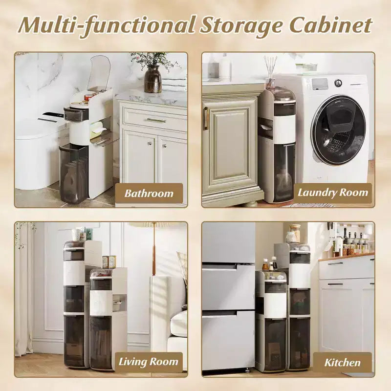 Costway Mobile Contenitore Stretto da Bagno a 4 Ripiani con Cassetti, Portafazzoletti e Ruote per Cucina