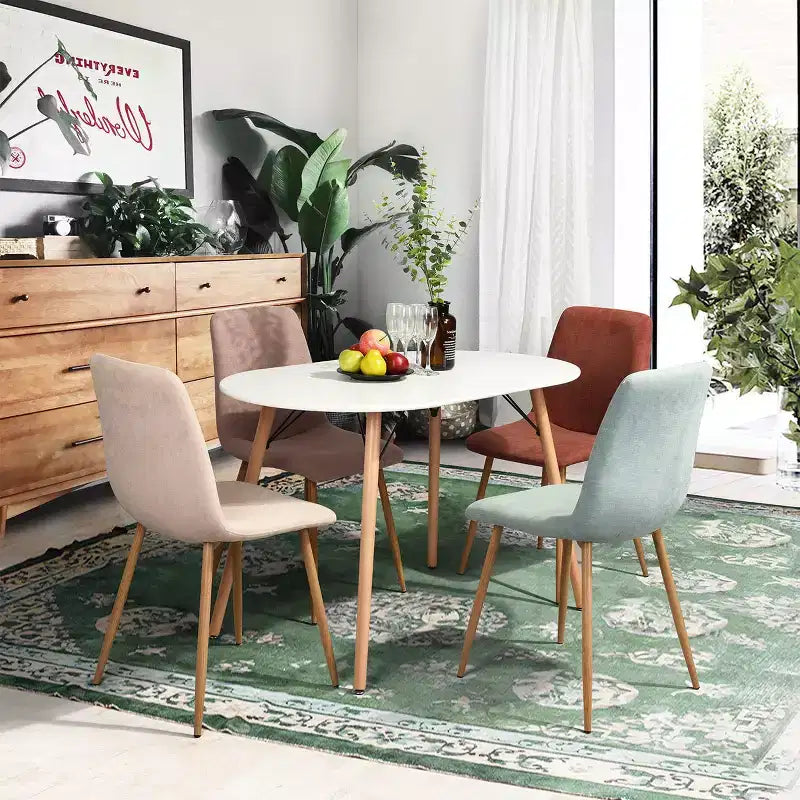 Tavolo da pranzo ovale FurnitureR moderno da 47,2 pollici per 4-6 persone, tavolo funzionale bianco con gambe in legno per l'ufficio domestico, la cucina, la sala da pranzo, il patio