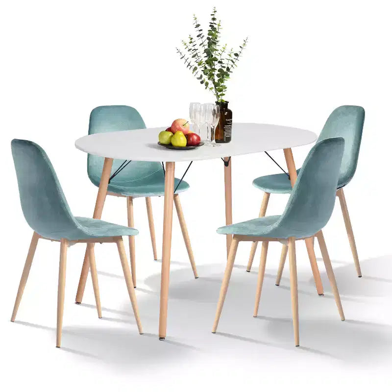Tavolo da pranzo ovale FurnitureR moderno da 47,2 pollici per 4-6 persone, tavolo funzionale bianco con gambe in legno per l'ufficio domestico, la cucina, la sala da pranzo, il patio