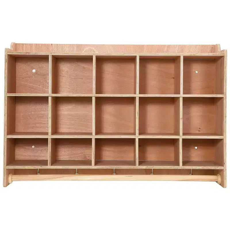 Contenitore a Scomparti da Parete, 15 Scomparti con Ganci per Scarpe Larghezza 120 cm, Scaffali per Asili Nido per Giocattoli, Mobili per Aula, Cameretta dei Bambini