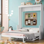 Letto a scomparsa Queen Size con ripiano portaoggetti, Letti a muro pieghevoli con mobile in legno Queen per camera degli ospiti ufficio domestico