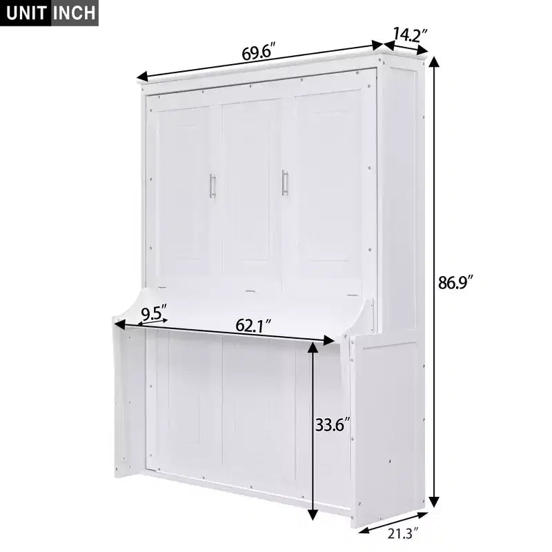 Letto a scomparsa Queen Size con ripiano portaoggetti, Letti a muro pieghevoli con mobile in legno Queen per camera degli ospiti ufficio domestico