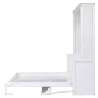 Letto a scomparsa Queen Size con ripiano portaoggetti, Letti a muro pieghevoli con mobile in legno Queen per camera degli ospiti ufficio domestico