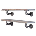 Pipe Decor 24 Riverstone Grey Live Edge Wood Shelf with L-Shaped Pipe Brackets (2-Pack)
