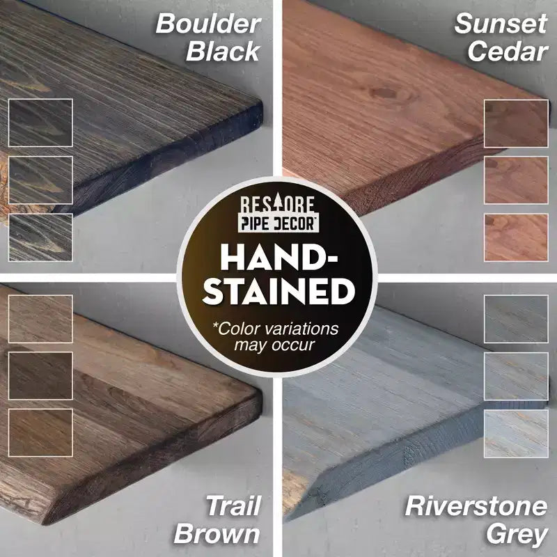 Mensola in legno con bordo vivo RESTORE Trail Brown 24 pollici (solo legno) di Pipe Decor